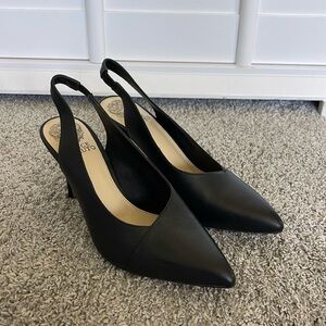 Vince Camuto Alleema Slingback Black Leather Pumps - Sz 7 1/2
